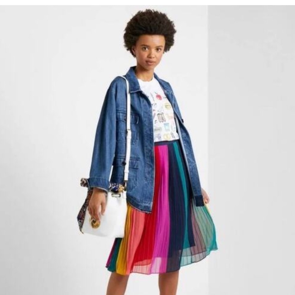 J. Crew Rainbow Pleated Colorful Skirt Size 2